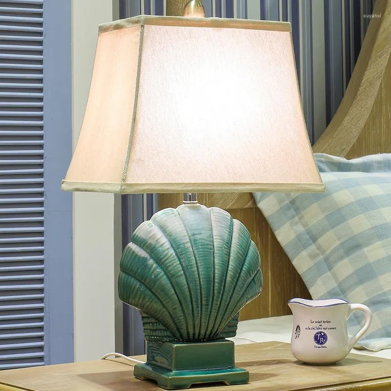 Masa lambaları Mediterranean kabuk yatak odası başucu lambası Amerikan yaratıcı pastoral basit modern ev sıcak oturma odası seramik