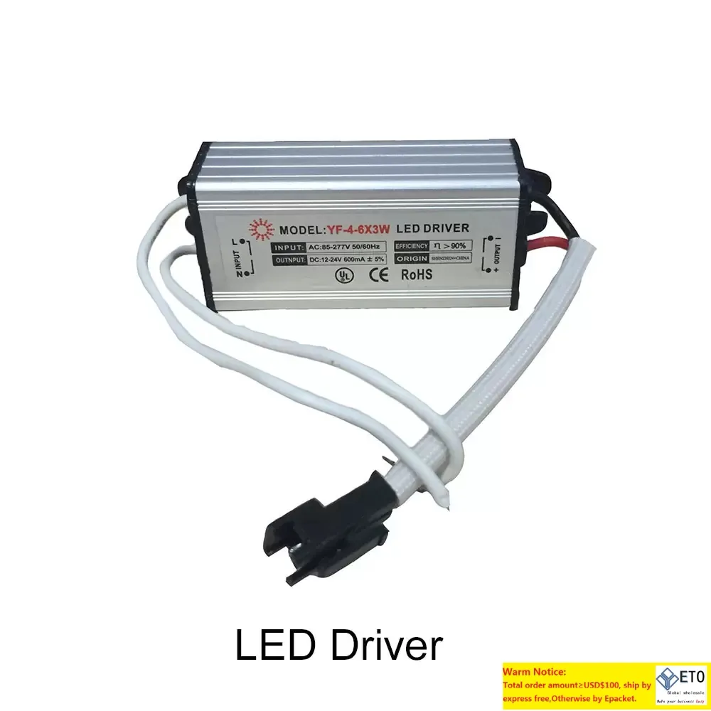 LED Transfore Power Power Supply مقاومة للماء IP67 تيار ثابت 600MA DC12V 24V LED سائق لأضواء سقف الضوء إلى أسفل
