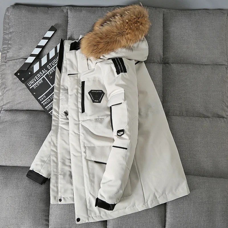 Męska kurtka w dół Parkas Męska moda w stylu odzieży roboczej młody puffer krótkie zagęszczenie ciepłe zimowe białe płaszcze kaczki 4xl 221208