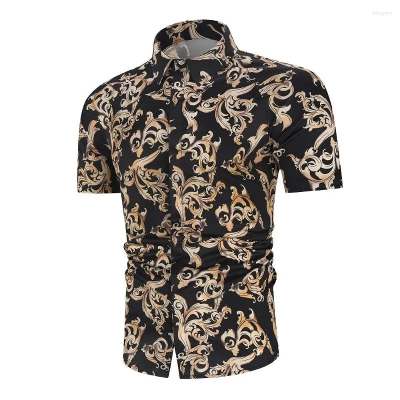 Casual shirts voor heren mannen mode camouflage shirt shirt met korte mouwen slanke heren kleding hiphop streetwear plue maat