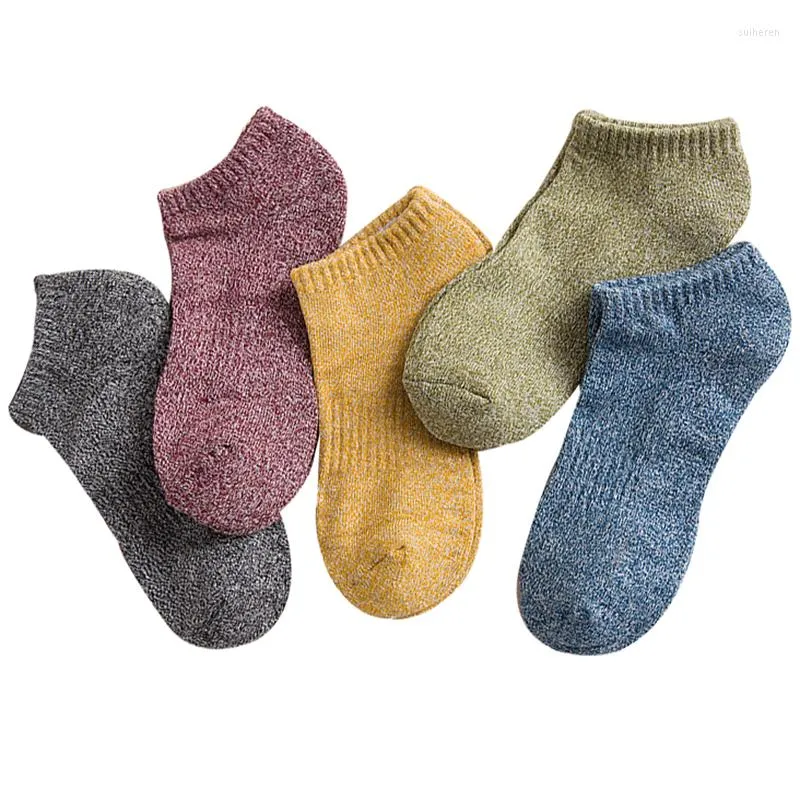 Chaussettes pour hommes 5 paires hommes plus épais garder au chaud automne hiver confort homme coton chaussette Meias Sox Calcetines couleur pure tout-match mâle