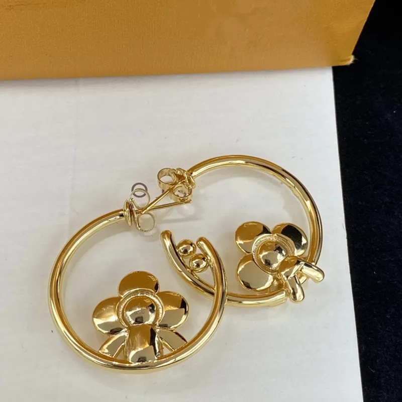 HOA7 Stud med ruta 2022 Designers Circle Hoop örhängen för kvinnor 18K Guldpläterad lyxig droppflickor gåva månadsflickvän smycken