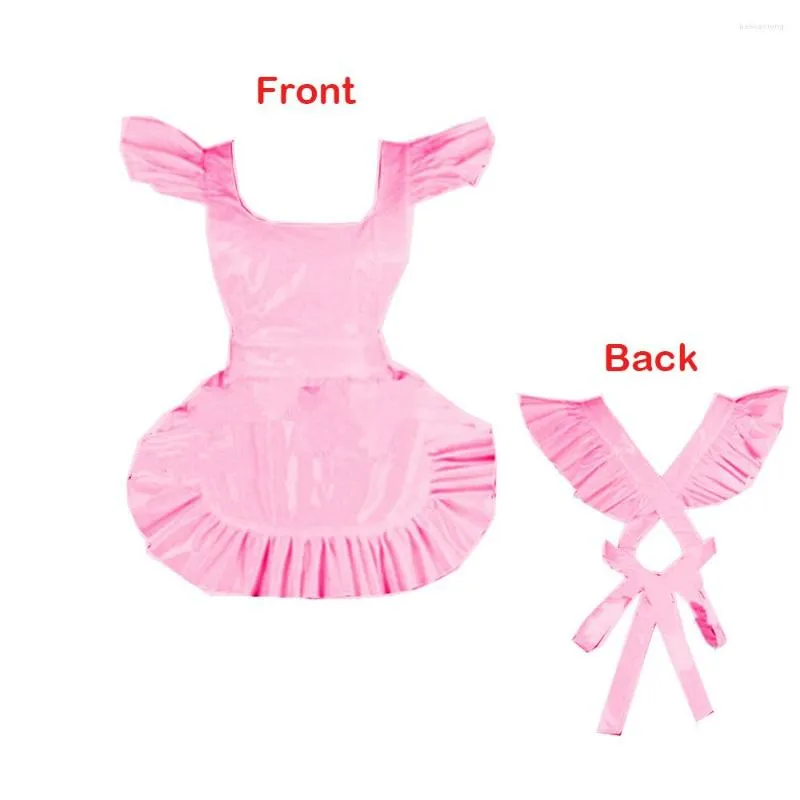 Themakostuum volwassen schattige lolita schort pvc Franse meid sissy accessoire gotische jurk Halloween ruche serveerster