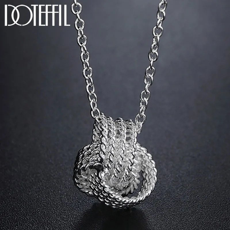 Chokers Doteffil 925 Sterling Silver 18 Inch Tennis Pendant Necklace For Women Fashion Wedding Engagement Party Charm smycken 221207