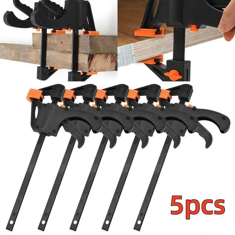 Other Hand Tools 5pcs Woodworking Work Bar Mini F Clamp Clip Set Hard Quick Ratchet Release Gadget DIY Carpentry Tool 221207