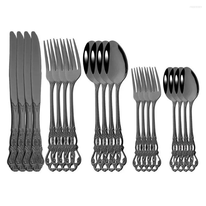 Servis upps￤ttningar Black Western 20st/5set Set rostfritt st￥l bestick hem gaffel knivsked bordsvaror plattvaror silvervaror