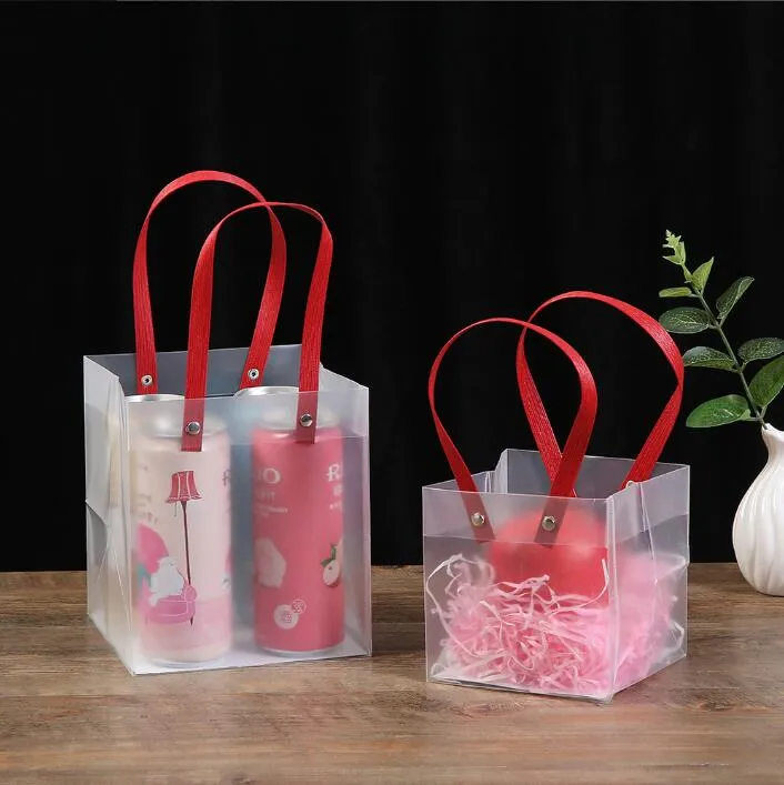 Christmas Apple Gift Bag Wrap Transparent Frosted PP Handbag for Gift Wedding Candy Bags Holiday Wholesale Package