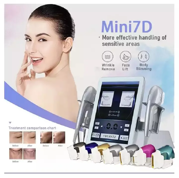 2023 2 po à 1 machine à haut débit portable portable 7D Hifu Skin soulevant les rides enlever les équipements de machine minceur du corps