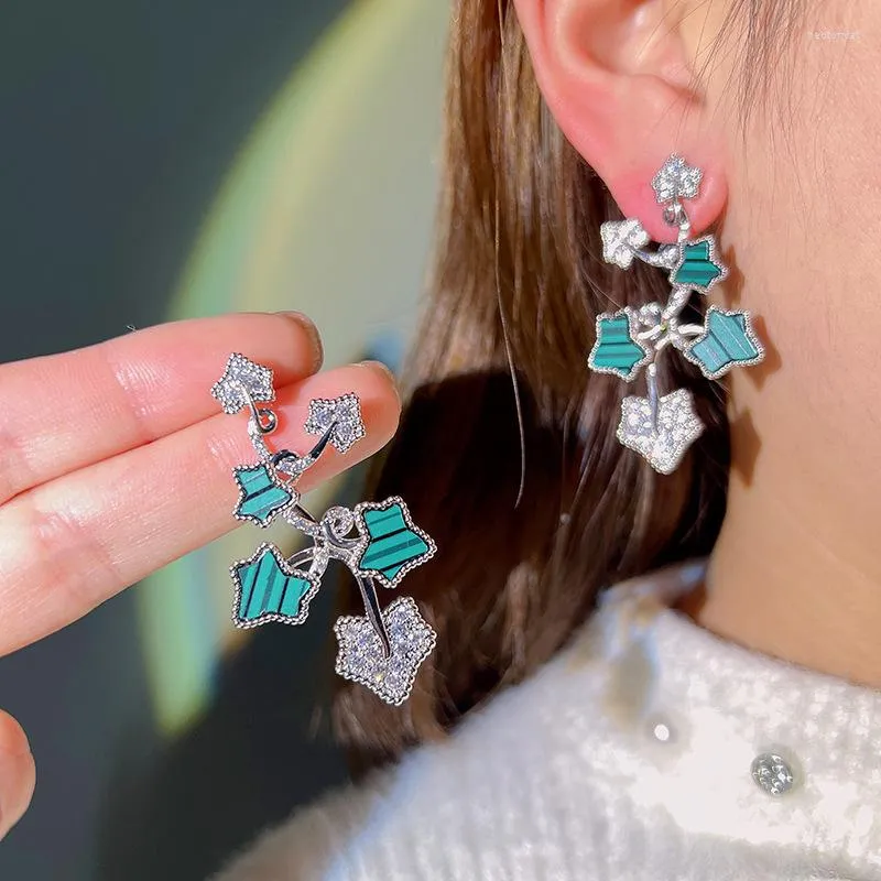 Boucles d'oreilles créoles Vintage feuille vert pour femmes bijoux à breloques figures géométriques 2022 vente tempérament cadeaux d'anniversaire mariage