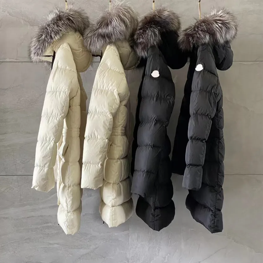 Down Parka Women High Street Puffer Coat For Woman Puffer Coats Långärmad dragkedja Huven Geometriska tryckjackor Kvinnor Jumper Overcoat Hoodie Storlek 1-4