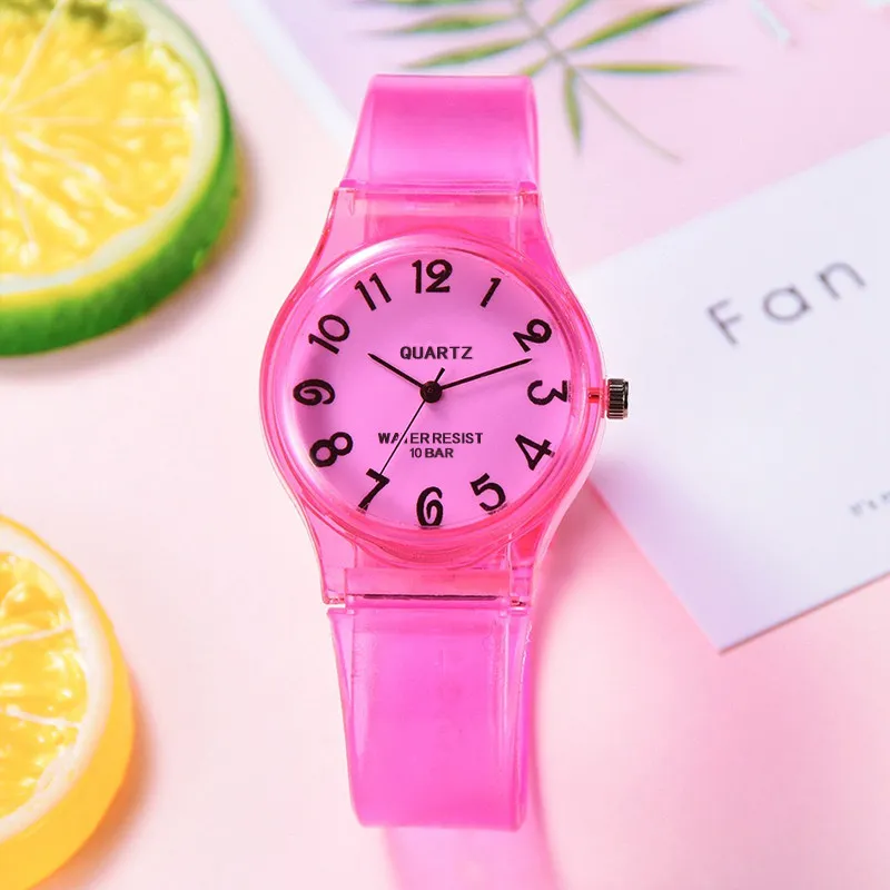 HBP Women Casual Watches Silikon Przezroczysty pasek w kolorze cukierków Łatwa do odczytania arabska cyfra