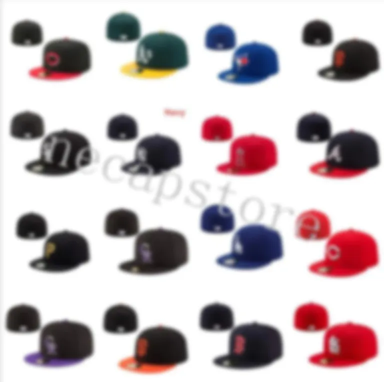 2022 Mens Baseball Fitted Hats Letter T A B D W M Q Caps Womens Black