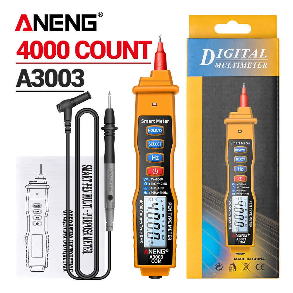 ANENG A3003 Digital Multimeter Pen Type Meter 4000 Counts with Non Contact AC/DC Capacitance Capacitance HZ Tester Tool