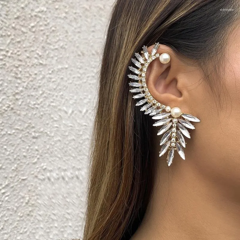 Backs Coldings Rhinestone Liście Earcuff Elegancki koreański fałszywy geometryczne perły klips bez przebijania akcesoriów żeńskich