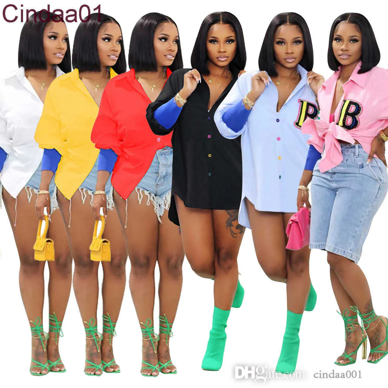 Personalized Embroidered Cotton Shirt Dress For Women Front Back