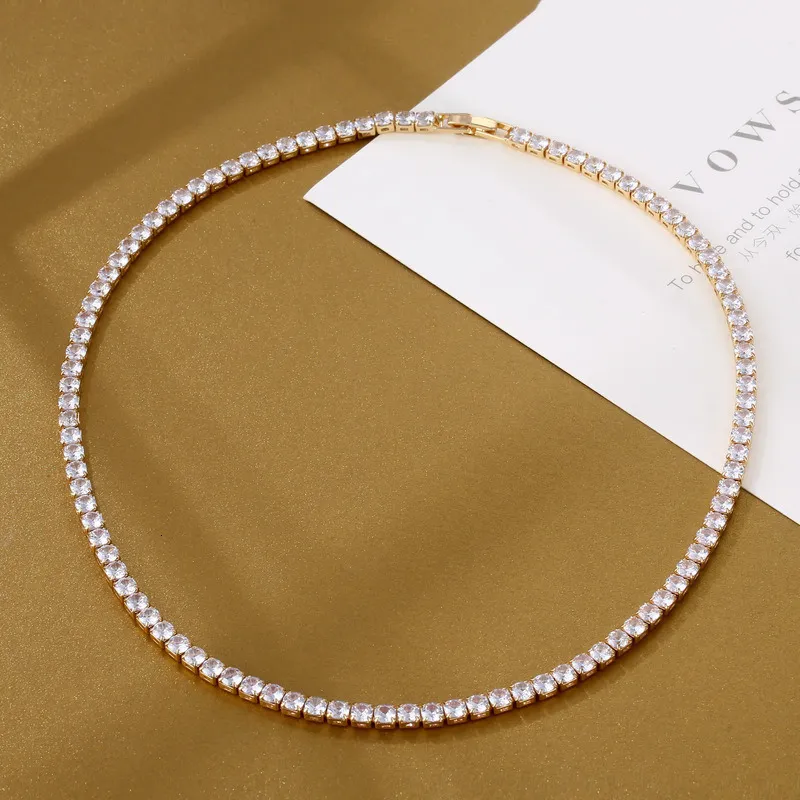 Trendy 4mm Lab Diamond Choker Pendant Necklace In White Gold Filled For Women Perfect For Parties Weddings And Bridal Events Tennis Choker Jewelry Gift 221207 From Shu05 8.96 DHgate.Com