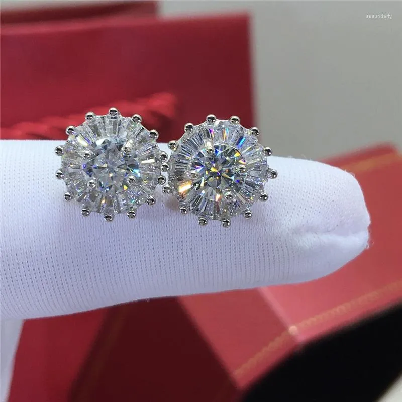 스터드 이어링 Geoki Luxury 925 Sterling Silver Passed Diamond Test Total 1 CT Perfect Cut D Color VVS1 Moissanite Snowflake Gift