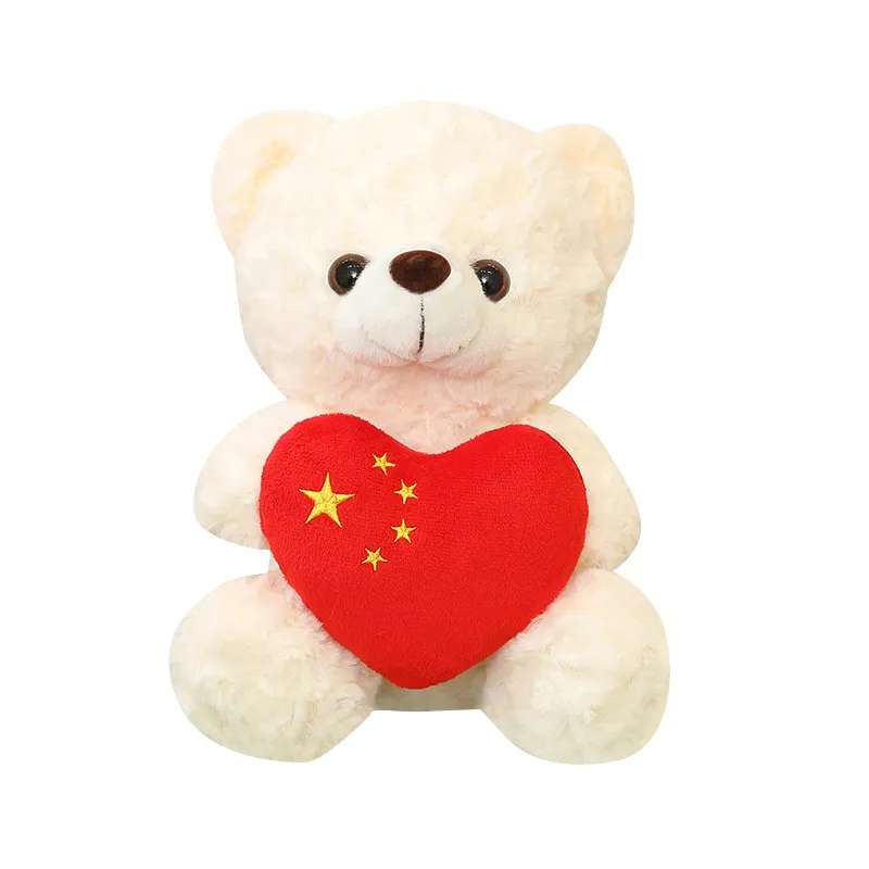 Kawaii Teddy Bear مع قلب أفخم لطيف لطيف محشو بالحيوان ناعم دمية دمية أطفال أطفال هدايا عيد ميلاد هدية عيد الحب