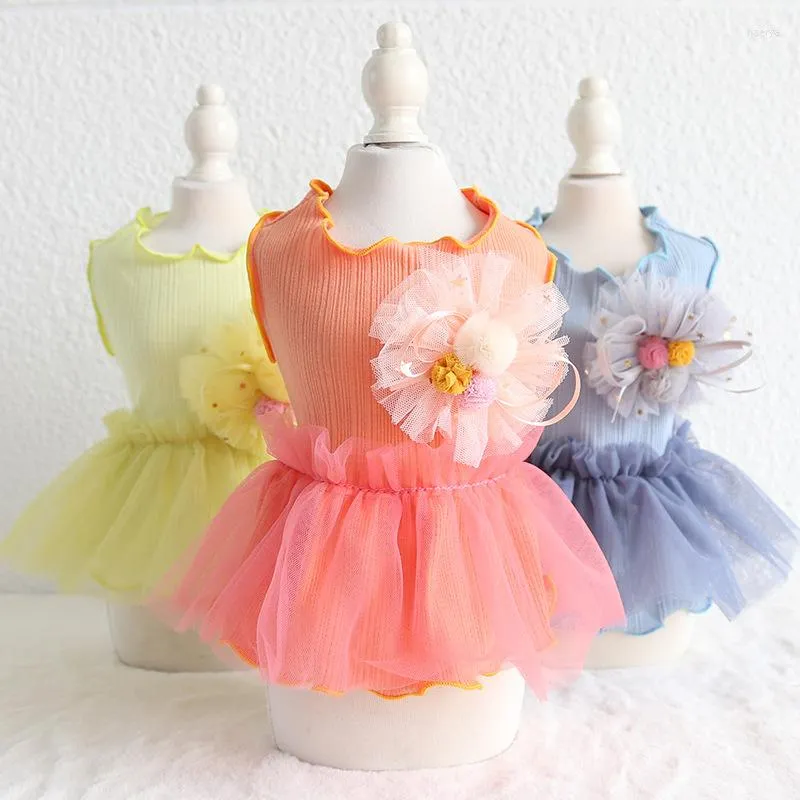 Hondenkleding bloem bruiloft huisdier kleding zomer tutu schattige jurk vest kat katoen bloemen kleding prinses