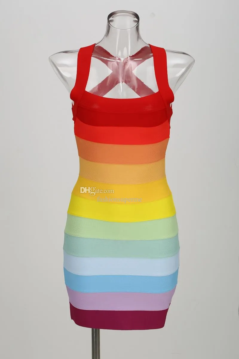 Rainbow Women Lady Strap Sexy Dresses Bandage Bodycon... From  Fashionsuperme, $61.33 | DHgate.Com