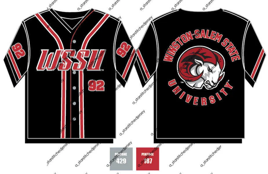 College-Baseball trägt Herren-Baseball-Trikot der Winston Salem State University, individuell mit beliebigem Namen und Nummer genäht, College-Kleidung, groß und groß