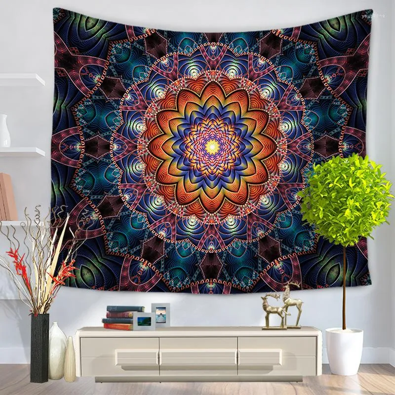 Tapisseries Hippie bohème paon Mandala tenture murale florale or literie tapisserie décor marocain tapis de Camping Yoga