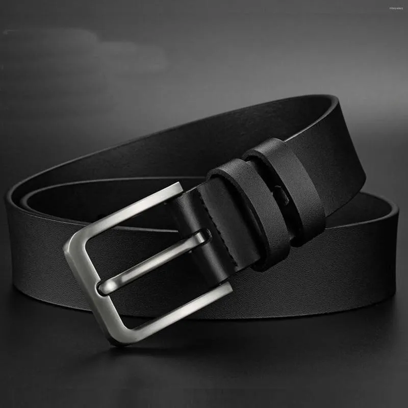 Belts Leather Cowhide Men's Belt Fashion Metal Alloy Pin Buckle Adult Jeans Business Casual Single Layer Perforated