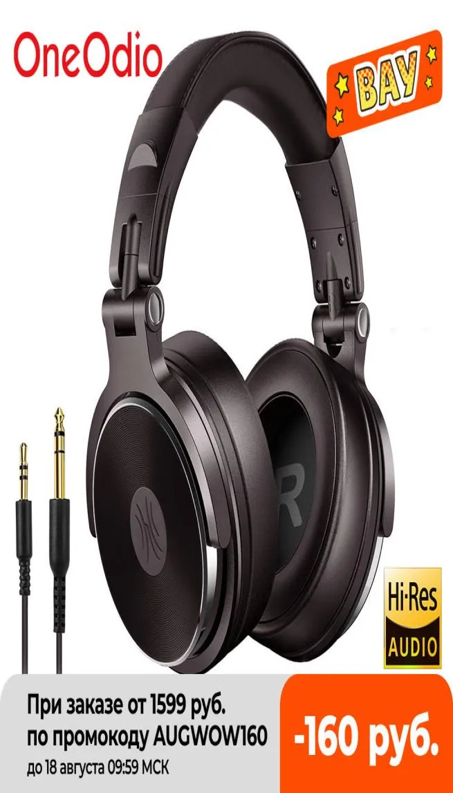 Oneodio Pro50 Wired Studio Headphones Stereo Professional DJ hörlurar med mikrofon över Ear Monitor Earpon Bass Headsets6955557