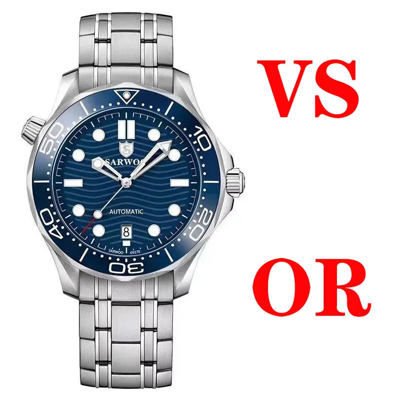 Top OR VS Business Luxury Mens Seamaster Watch 2813 8215 8800 Автоматическая механическая мода Скелет Мужские часы для дайвинга Светящиеся керамические часы из нержавеющей стали Водонепроницаемый