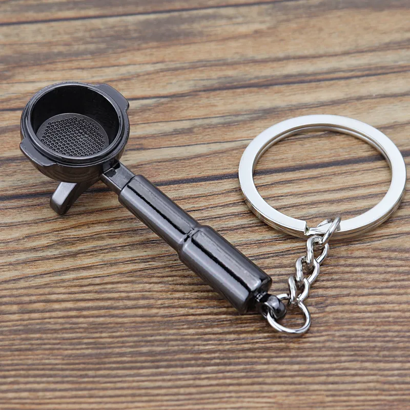 Party Favor 3D three-dimensional coffee keychain simulation Starbucks moka pot powder hammer keychain charm can be engraved LOGO