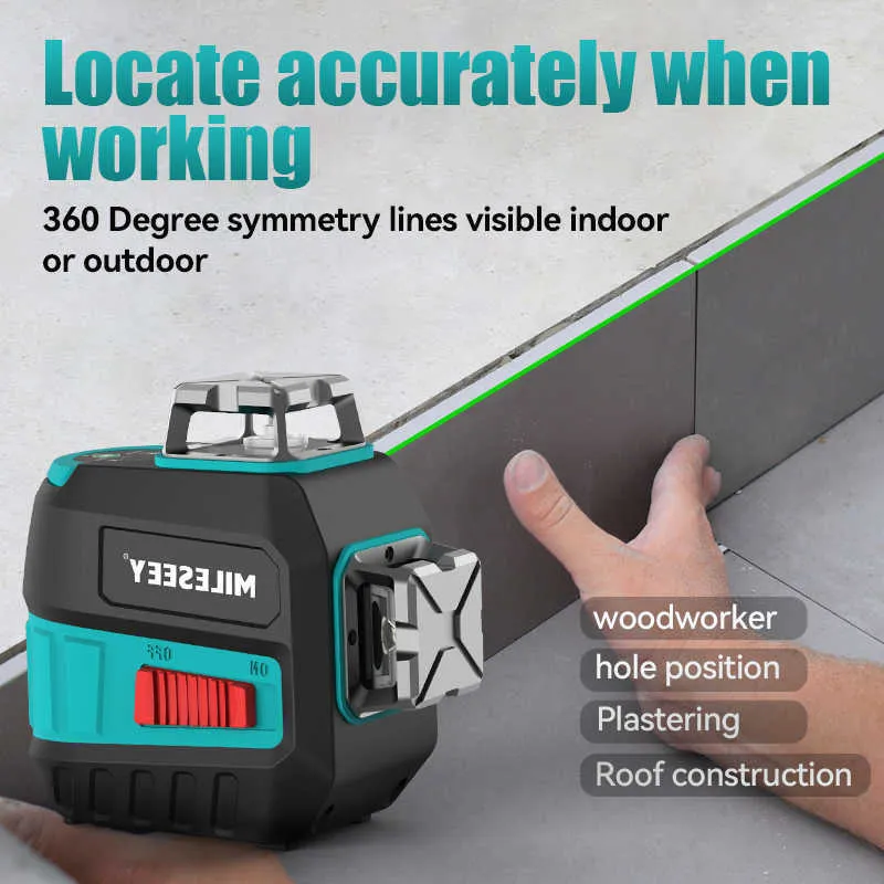 Mileseey 2 Lines Laser Level L52R L62 360 Laser -niveau L6 Nivel met batterij en statief