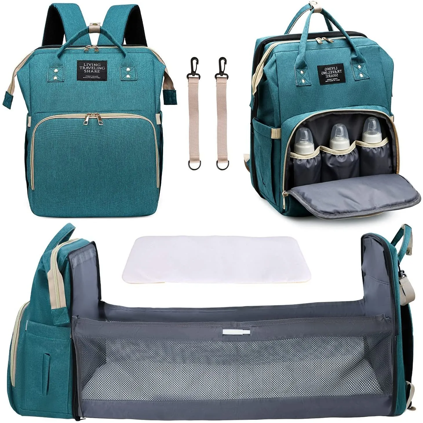 Сумки для подгузников USB для мальчиков для девочек рюкзак с переоборудованием складной станции складываемой дорожной кровать