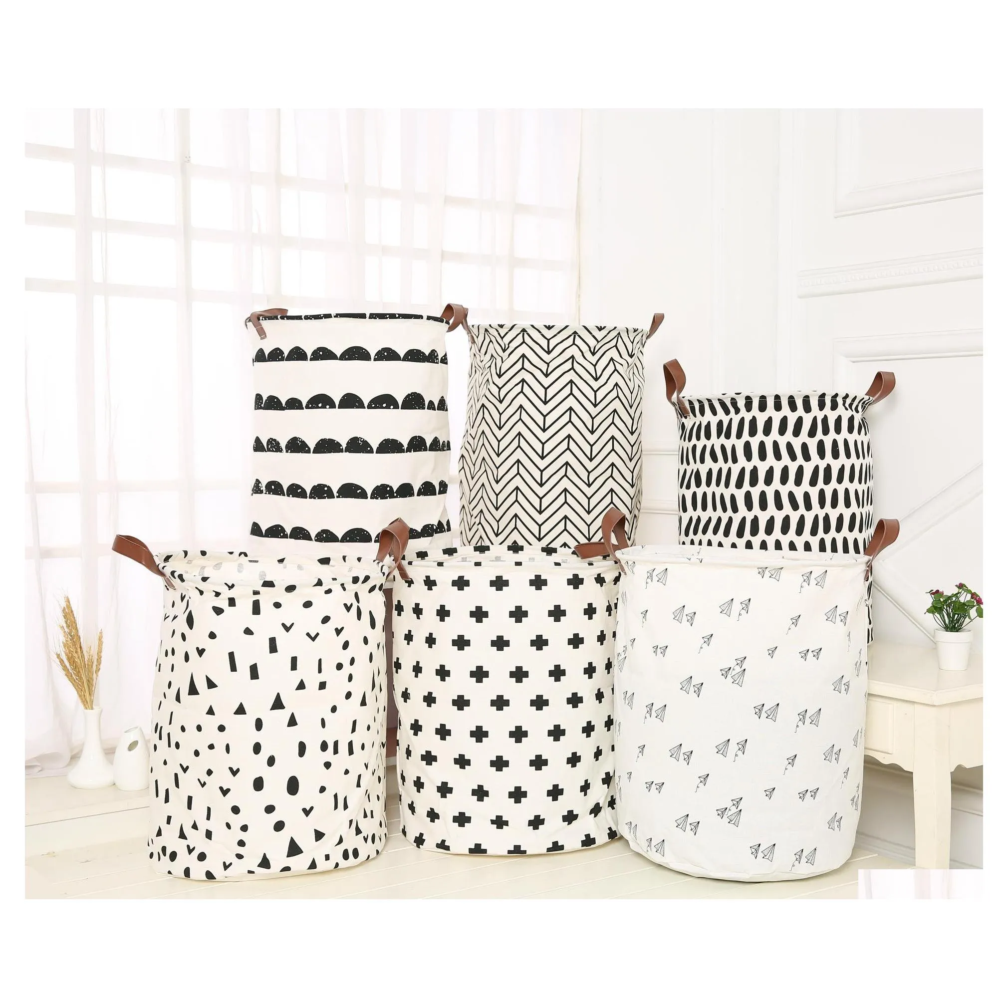 Storage Baskets Storage Baskets Bins Kids Room Toys Bags Bucket Clothing Organizer Laundry Bag Canvas Polka Dot 55 Styles Drop Deliv Dhis7