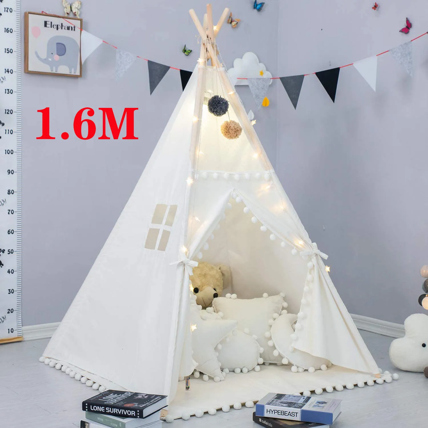 Toy Tents 1.6M Large Kids Tent Teepee Portable Children Game Play House Indoor Outdoor Indian Castle Folding Baby Child Wigwam Tipi 221208