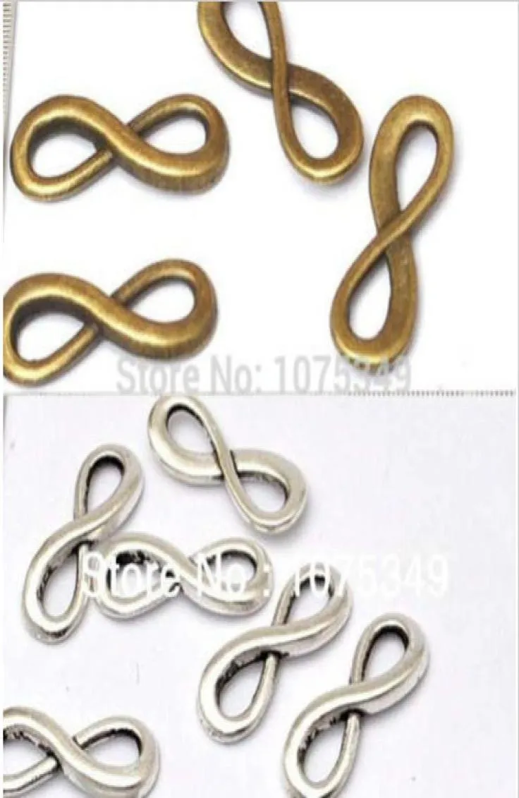 Ship 200PCs Antique Silver Bronze 8 Infinity Symbol Connectors Charms Finding 23x8mm2000971
