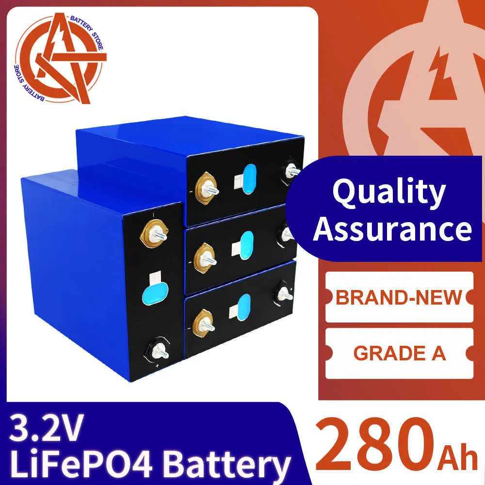 1/4/8/16/32PCS 280AH LiFePo4 Battery Lithium Iron Phosphate Battery Pack Rechargeable Battery For 12V 24V 48V RV Moto Boat Cart