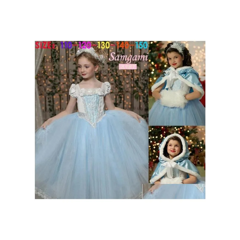 Flickas klänningar flickor mode cinderella klänning baby halloween cosplay barn kläder prinsessan flicka fest kjolar kläder cn drop de dho8a