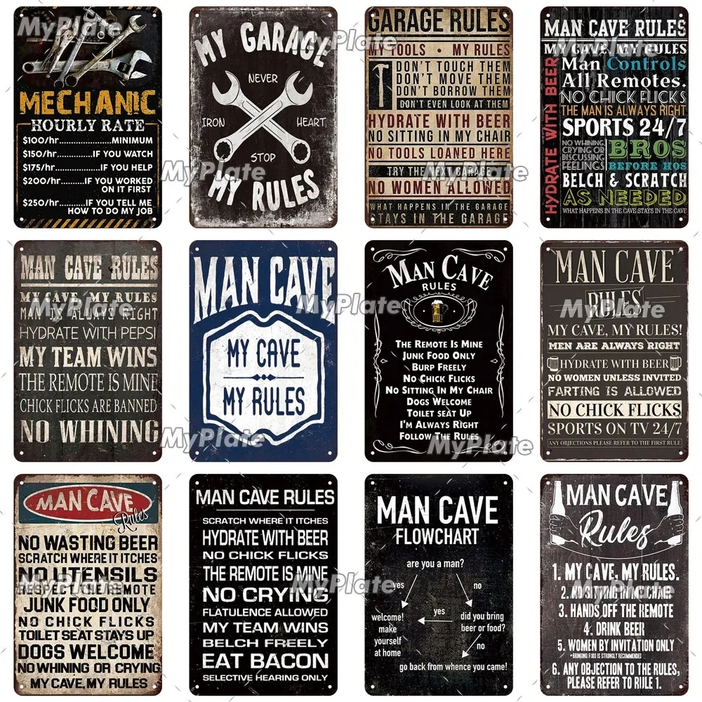 Mijn garage metal schilderij vintage monteur tin bord man cave decoratie muur decor voor bar plaque home decor gereedschap poster 20 cmx30cm woo