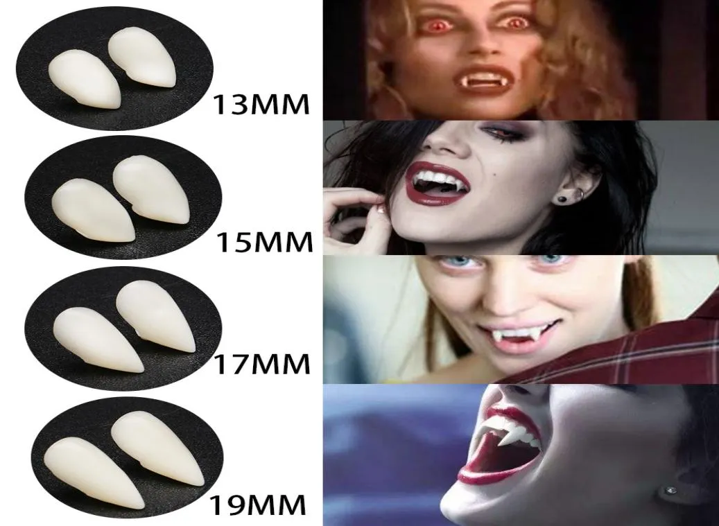 4 Sizes Vampire White Grillz Zombies Teeth Fang Grills Cosplay Tooth Cap Dental Mouth Resin Fake Teeth Braces Valentine Day Jewelr9855390