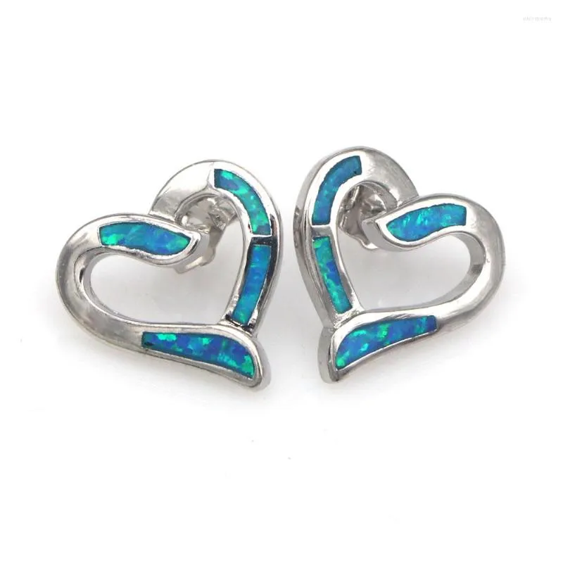 Boucles d'Oreilles JLE1887 Femme Coeur-Clous Femme Opale Bleue Bijoux Fantaisie