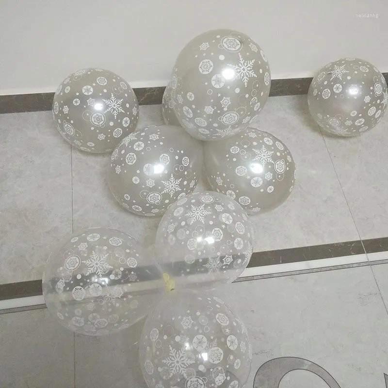 Dekoracja imprezowa 12 -calowa świąteczna balon drukowana biały płatek śniegu przezroczysty złoty układ dec.