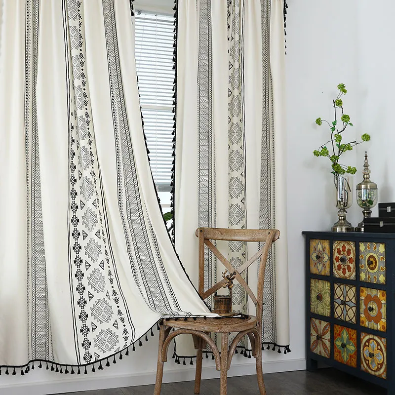 Curtain Window Treatments Rhombic Geometry Hollow Knitted Curtain for Living Room Jacquard SemiBlind Window Decoration Curtains 221208