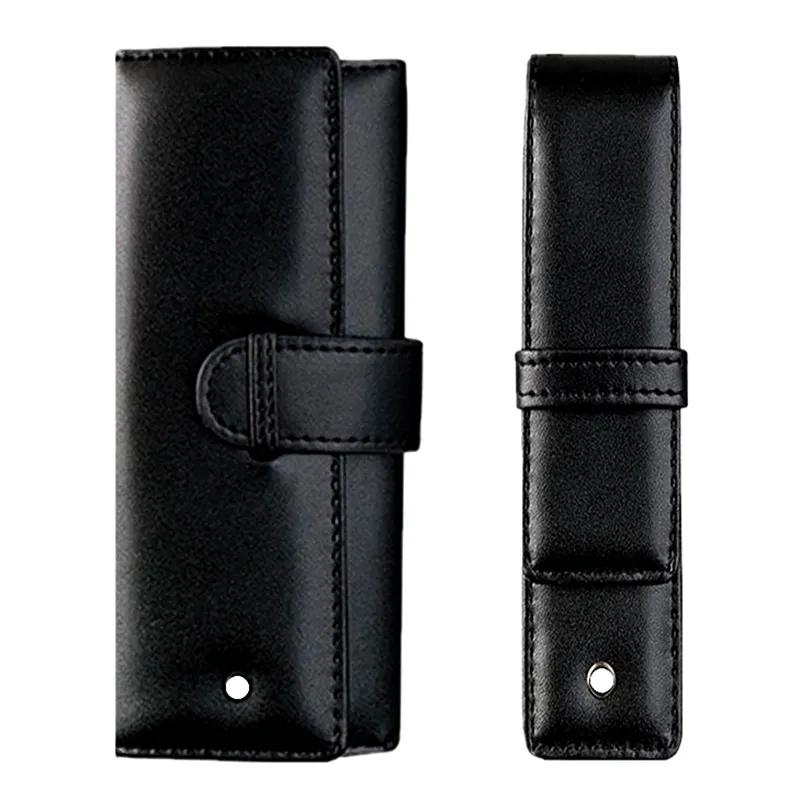 Promotion Black Leather Pen Bag kontorspapper Mode pennfodral för enkel penna