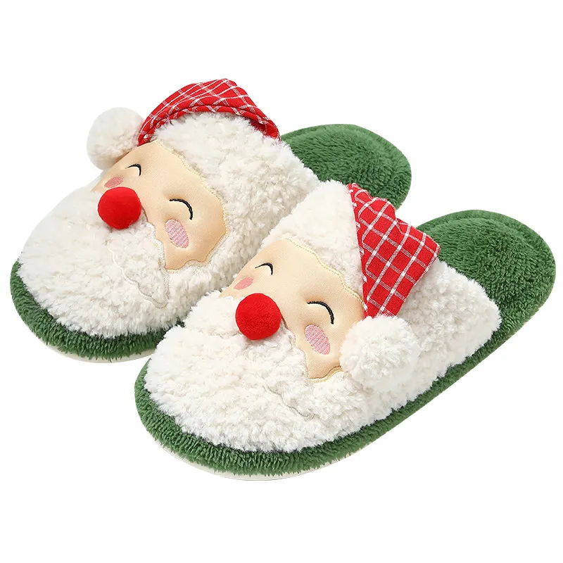 Slippers Three - Dimensional Cartoon Santa Claus Slipper Winter Warm Fluffy Slipper Couple Home Cotton Tow