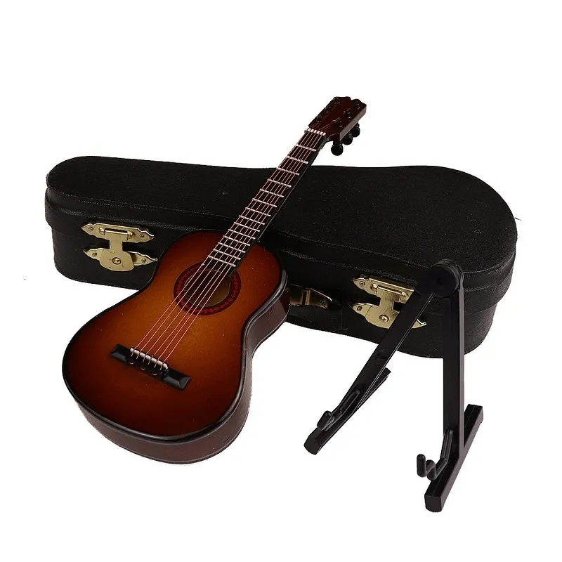 Dekorative Objekte Figuren Mini klassische Gitarre Holz Miniatur Modell Musikinstrument Dekoration Geschenk Dekor für Schlafzimmer Wohnzimmer 221208