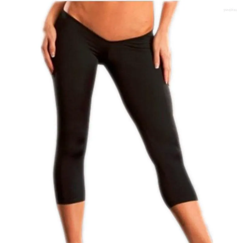 Pantalon Femme Été Slim Fit Lait Soie Pantalon Court Fitness Jogger Taille Basse Cyclisme en Plein Air Longueur Mollet Dos Entrejambe Fronces Sports