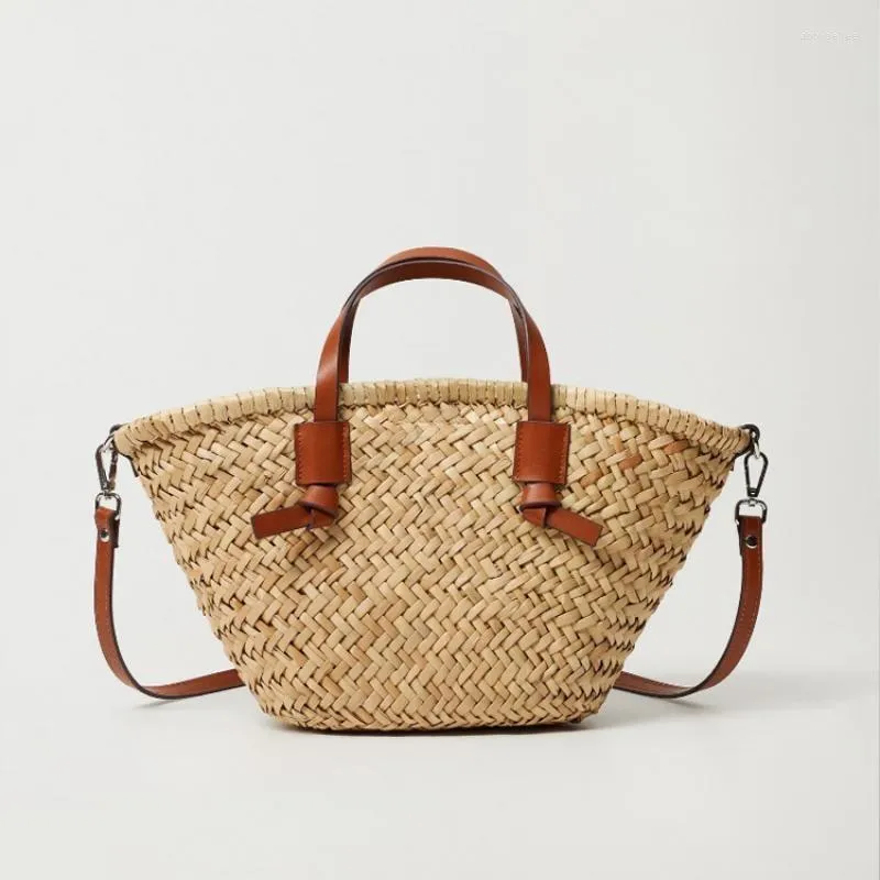 Bolsas de almacenamiento, cesta tejida de mimbre informal, bolsos de mano de ratán para mujer, bolso de mano de paja de playa de verano de gran capacidad, bolso de hombro tipo bandolera grande 2022