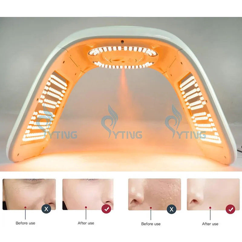 PDT LED LIGHT THERAPY 기계 새로운 6 색 광자 페이셜 마스크 페이셜 스프레이 수화 여드름 치료 얼굴 피부 회춘