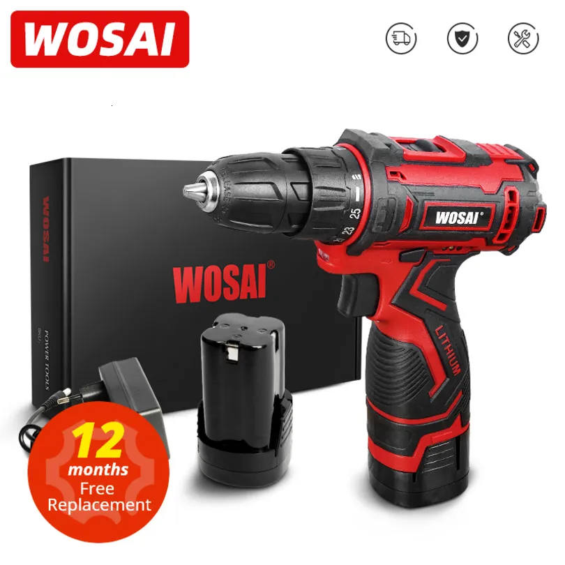 Electric Drill Wosai 16V MT -serie Skruvmejsel Sladdlöst litiumbatteri 251 Vridmomentinställningar 38 tum 2shastighet Power Tools 221208