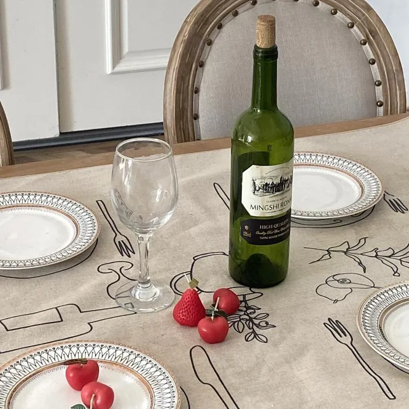 Bordduk Creative Linen Tracloth ins personlighetslinje Sketch Simple Modern Picnic Bakgrund Koreansk rum Dekor